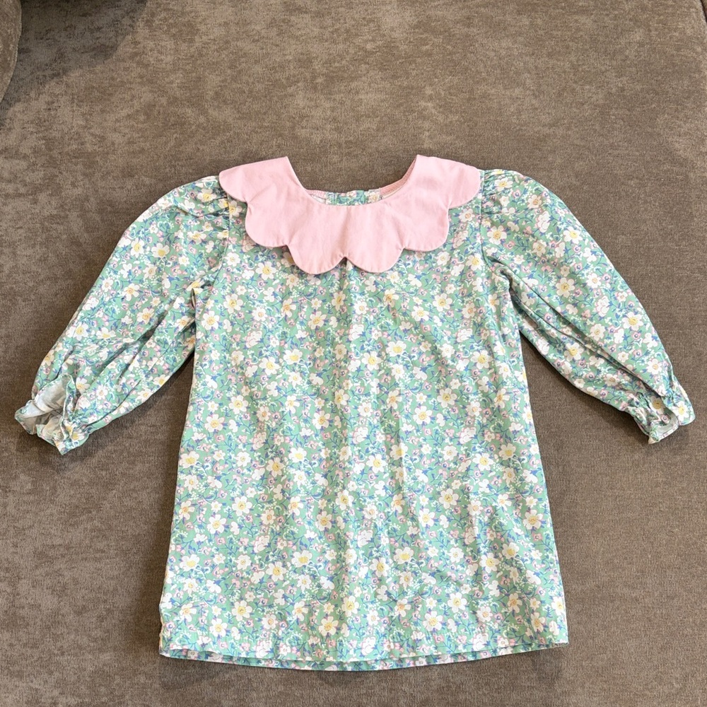 Floral Kids Blouse with Pink Collar